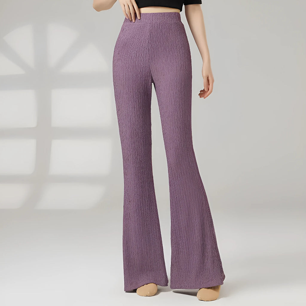 Women's classical dance practice trousers in polyester fabric showing solid colour design for body training