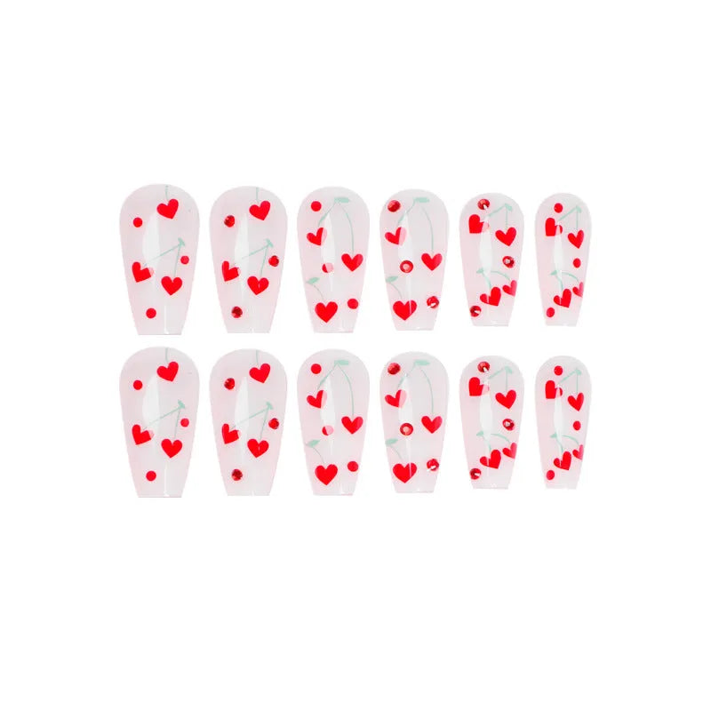 Pack of 24 French Love Red Diamond small cherry nail art armour stickers and glue tube.