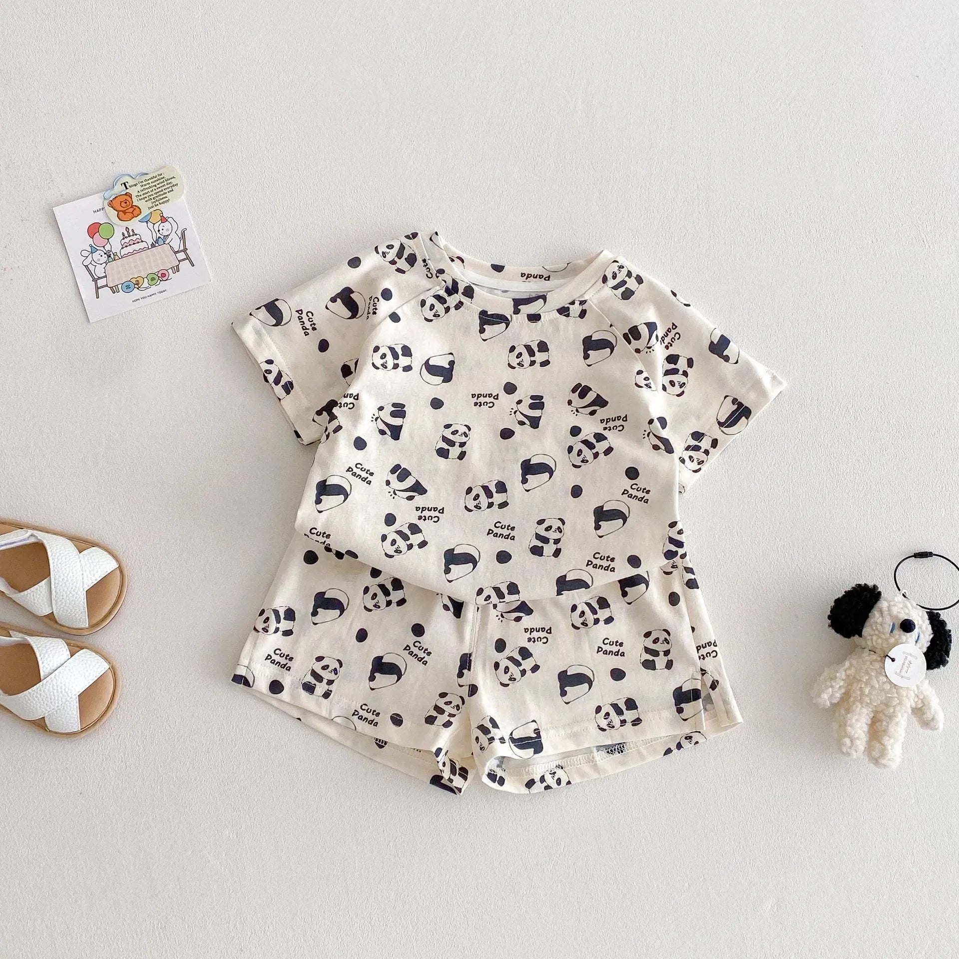 Baby summer cotton two-piece set with cartoon T-shirt and shorts in submarine print