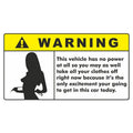 Eight comic design car warning stickers measuring 13cm in PVC material