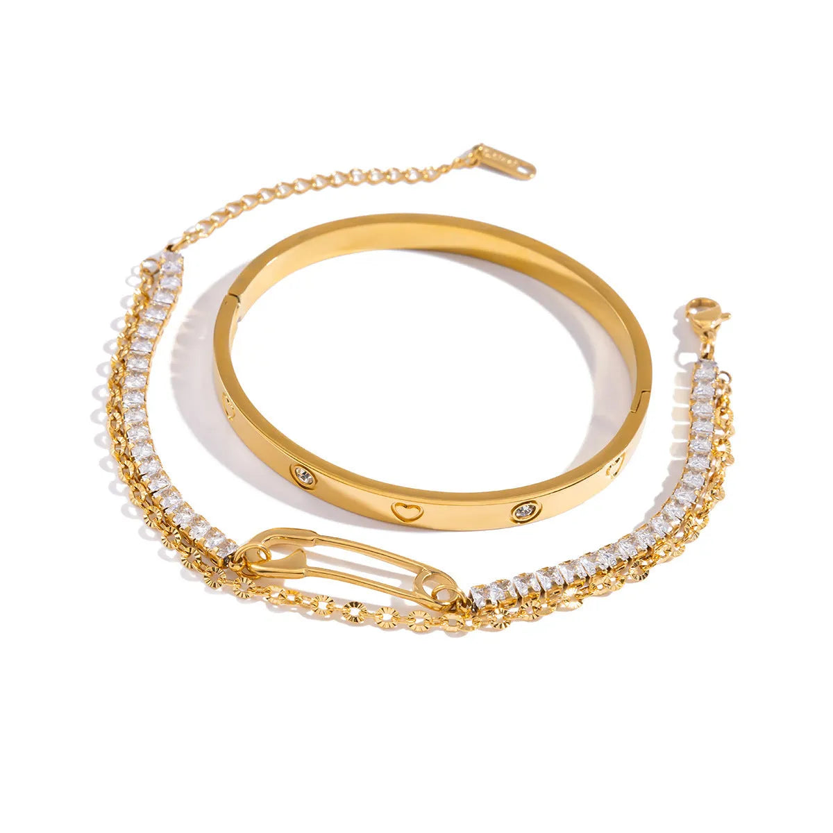 Stainless steel zircon bracelet for women with electroplated finish