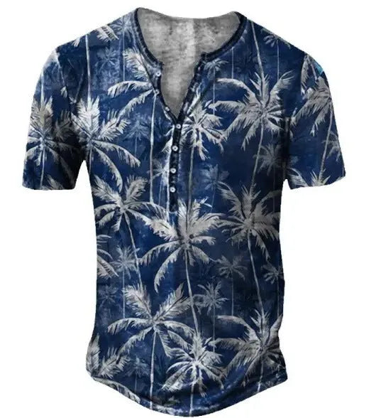 Men's short sleeve casual shirt with lapel button collar in polyester bird's eye cloth for summer sports
