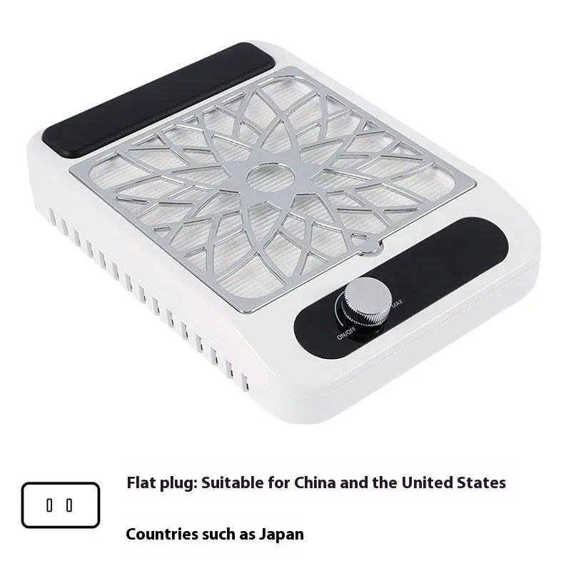 White adjustable speed nail dust collector with filter net for nail treatments