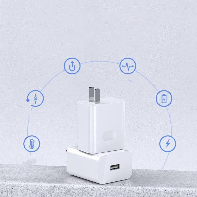 White 40W fast charger set with QC3.0 protocol and 5A charging cable for mobile phones