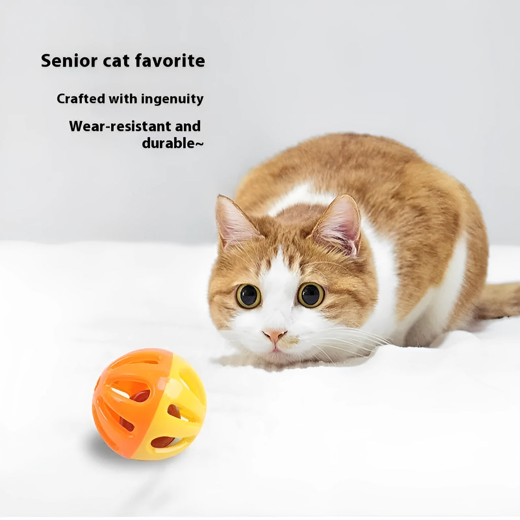 Plastic bell ball pet toy with hollow round shape and about 3.5cm diameter for cats, dogs and hamsters