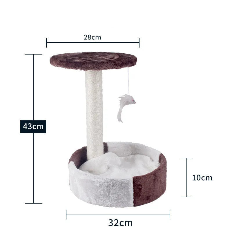 Solid wood cat climbing frame with integrated litter tree in grey colour option