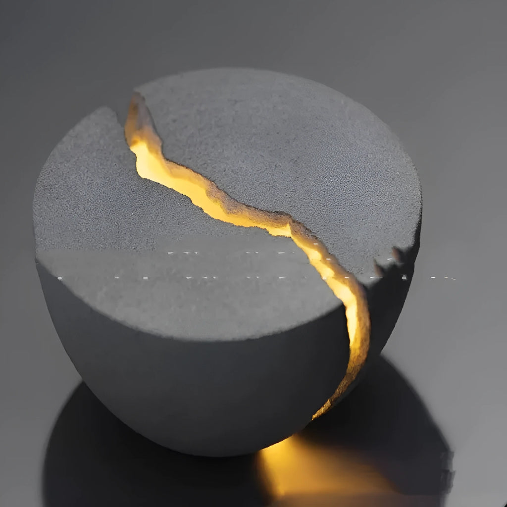 Designer minimalist LED table lamp with resin natural sand finish and 4000K light, 130x70mm