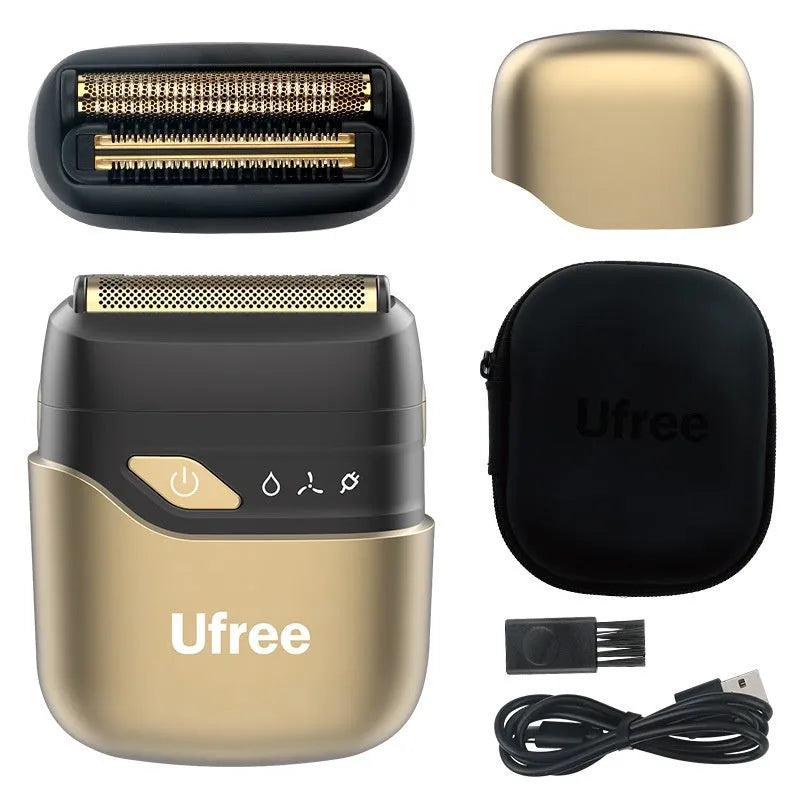 Gold electric reciprocating two cutter head shaver with LED display and floating heads