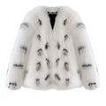 Women's black and white plus size Korean-style short faux fur coat