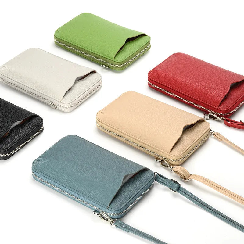Lychee pattern PU leather small crossbody phone bag in six colours 19x11.5x4cm