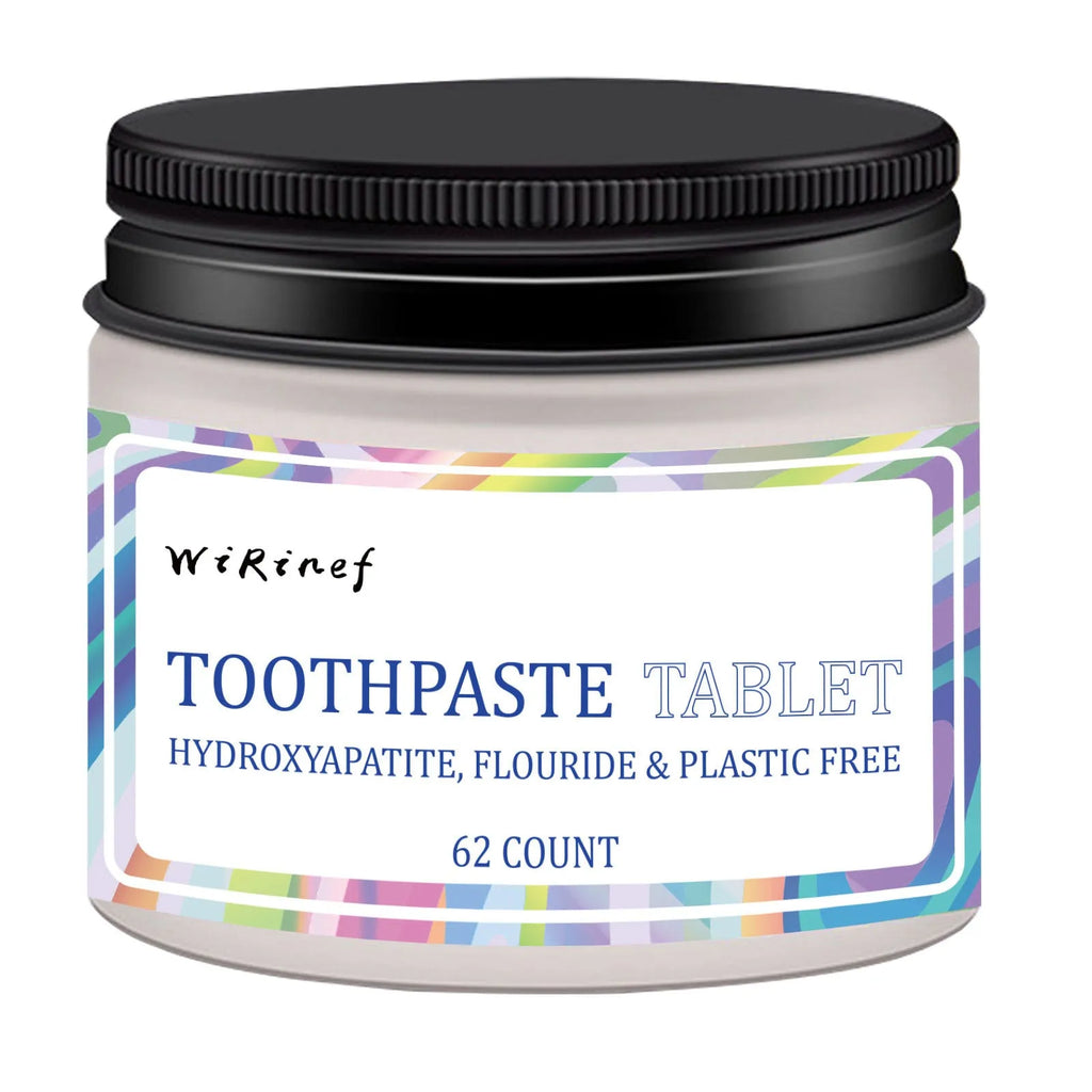 62 solid toothpaste tablets in portable pack for travel oral hygiene cleaning