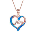 Love-shaped MOM letter pendant necklace in Rose Gold alloy electroplated finish for women
