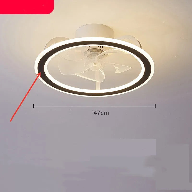 Super quiet bedroom ceiling fan light simple modern design with white PMMA lampshade and wire-drawing finish