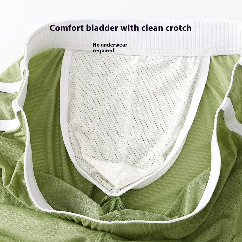 Men's ice silk mesh boxer shorts in various colours on a white background.