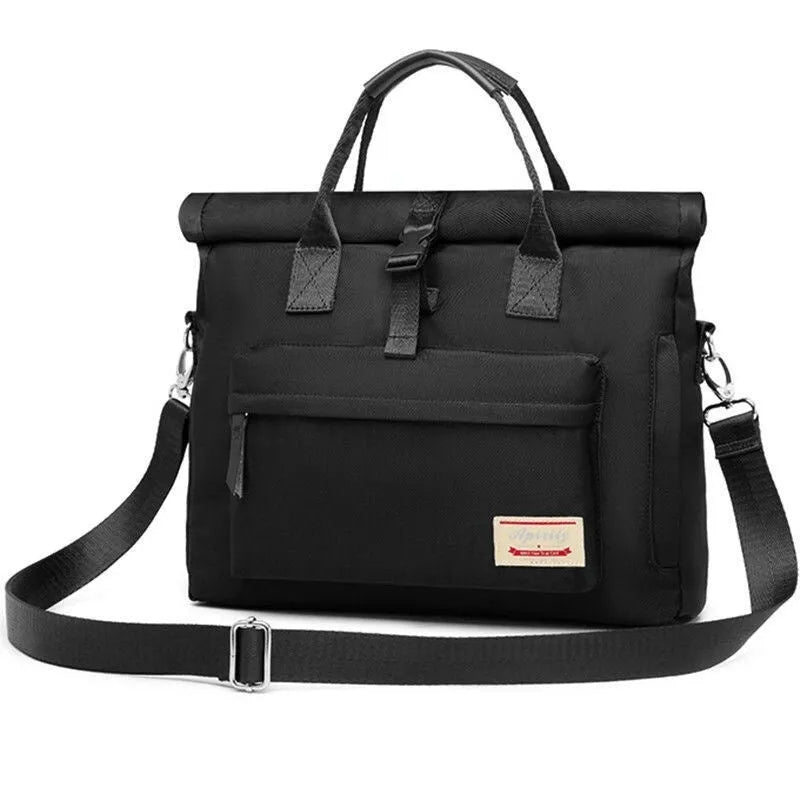 Shockproof anti-drop laptop inner liner bag in waterproof nylon, showing medium and large size options.