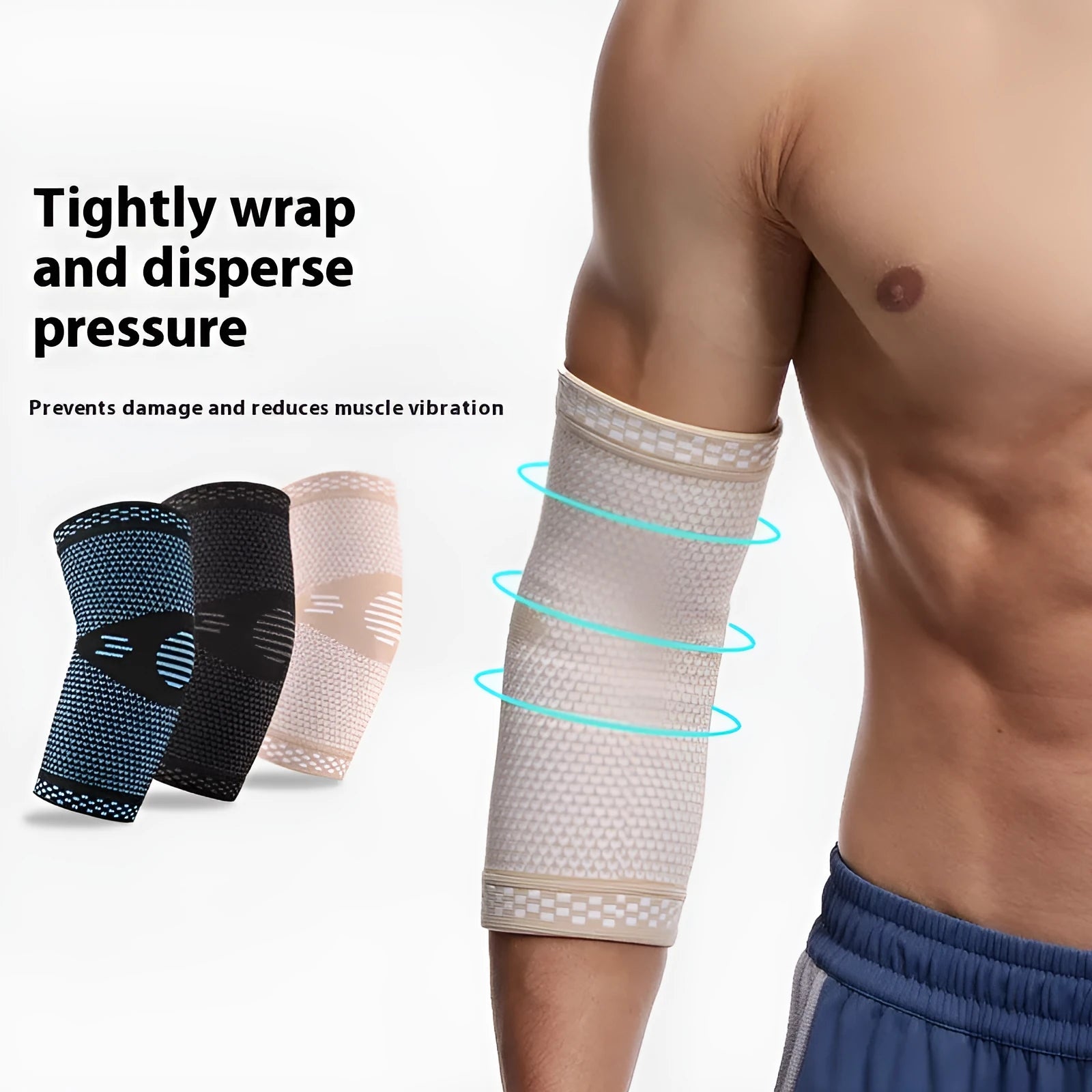 Sports elbow guard knitted nylon breathable black blue compression pad for basketball