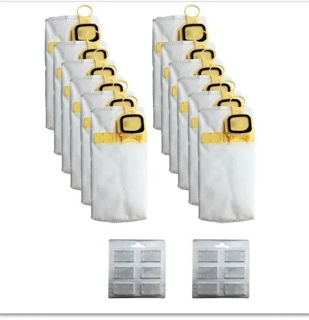 Thick plastic dust collection bag for vacuum cleaner in green and yellow