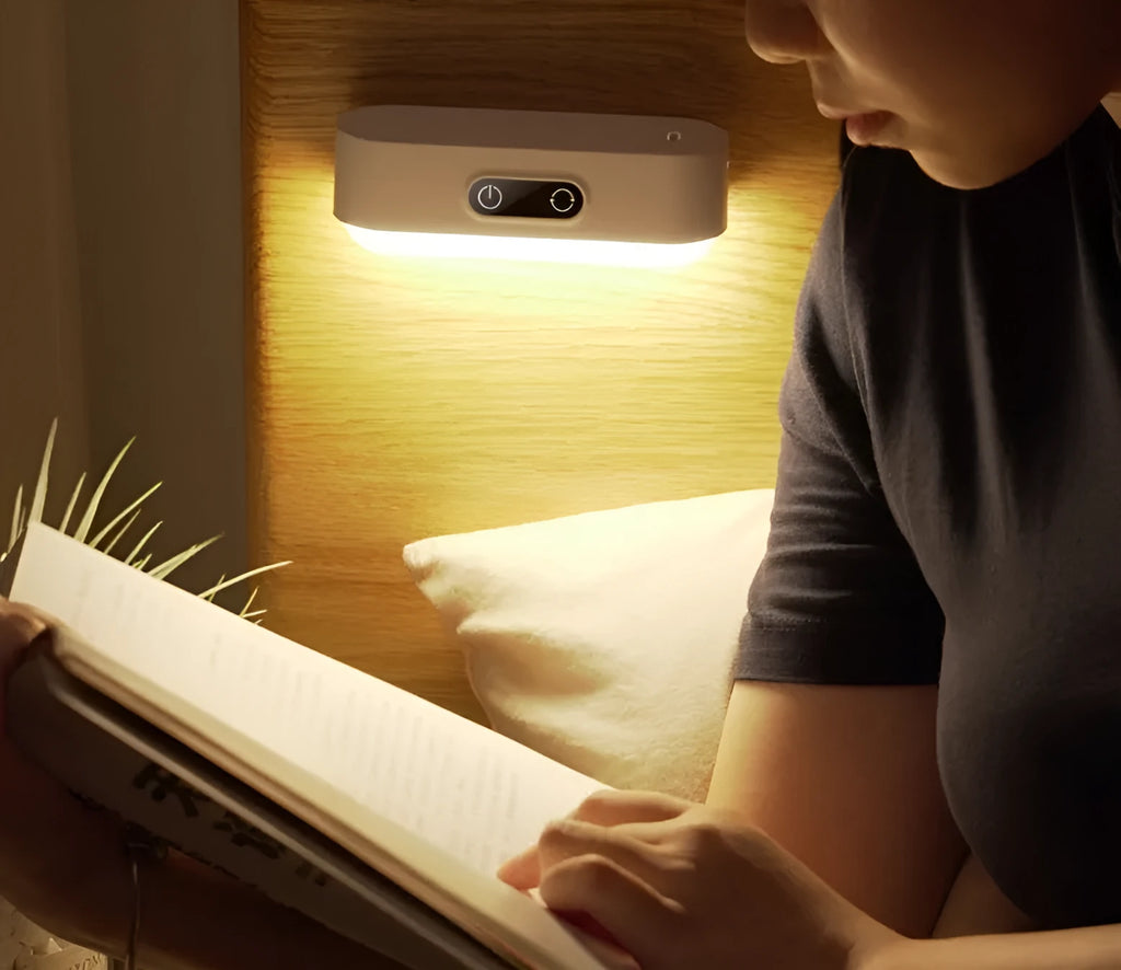 White magnetic USB rechargeable LED night light with touch controls and human body induction sensor