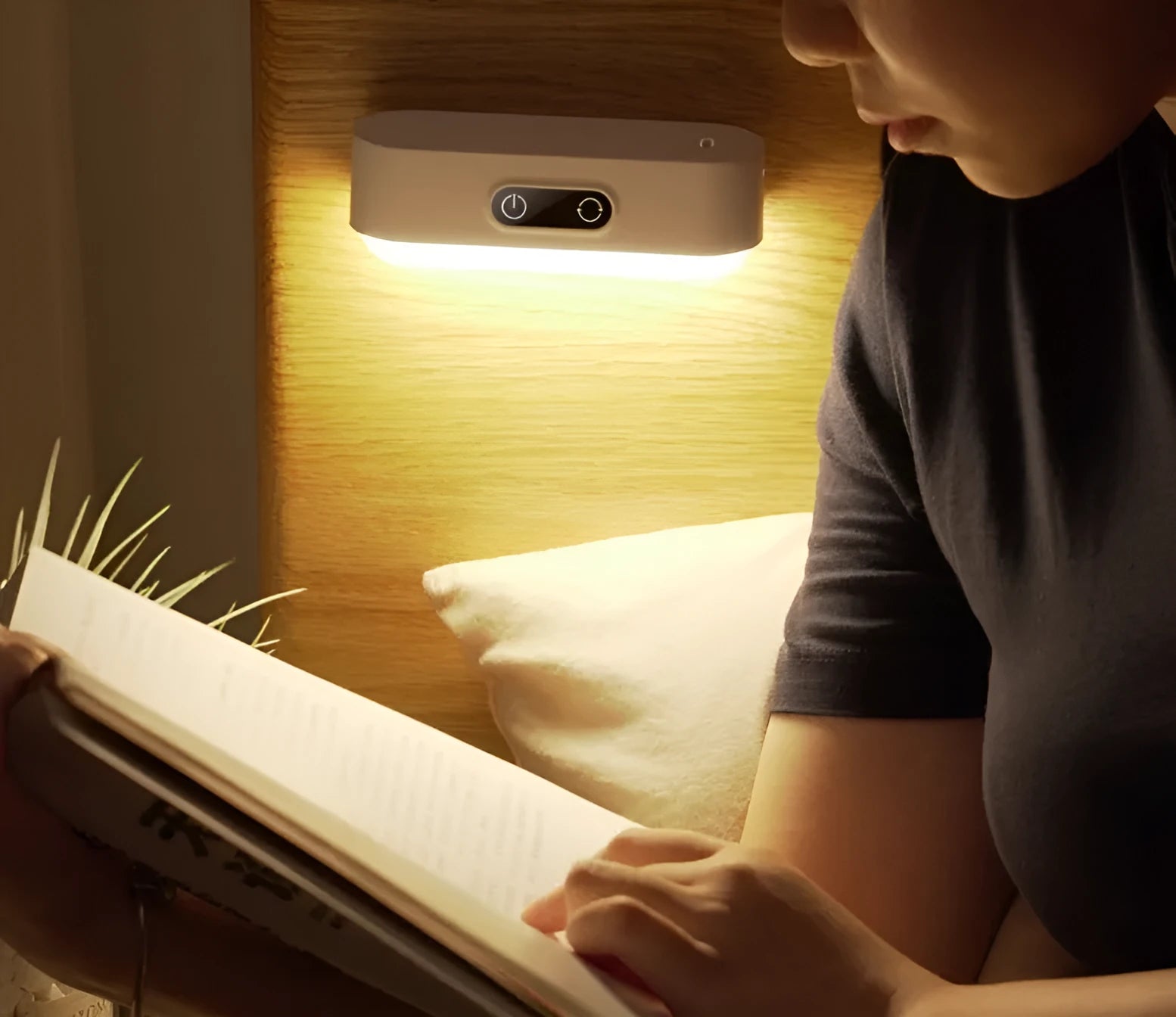 White magnetic USB rechargeable LED night light with touch controls and human body induction sensor