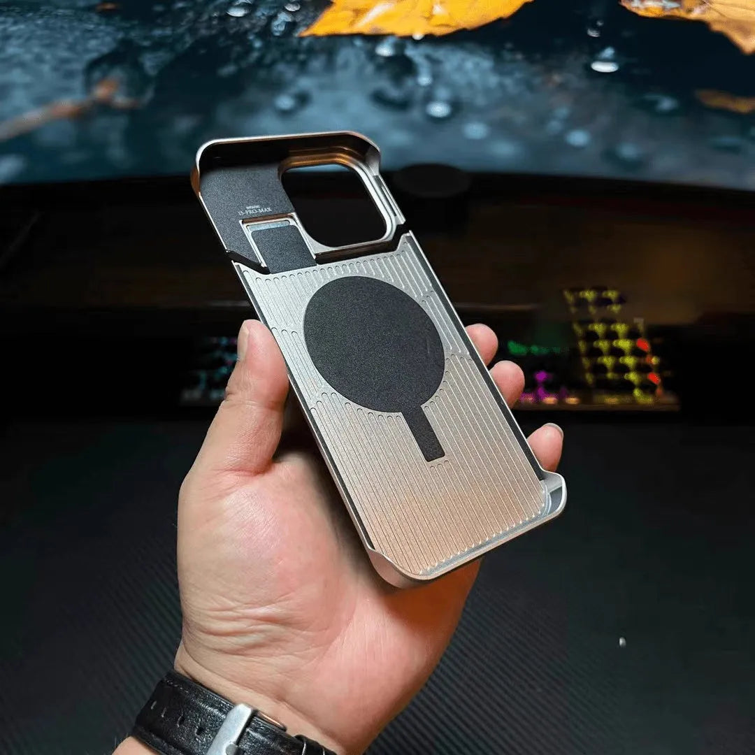 Aluminium alloy magnetic suction anti-drop protective case for iPhone in grey colour