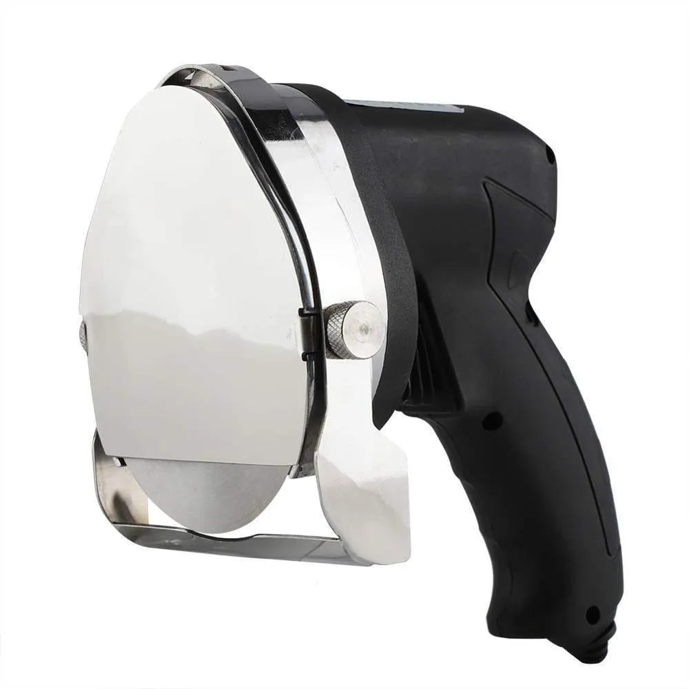 Black KS-100E electric meat cleaver attachment for barbecue machines, showing metal blade and housing.