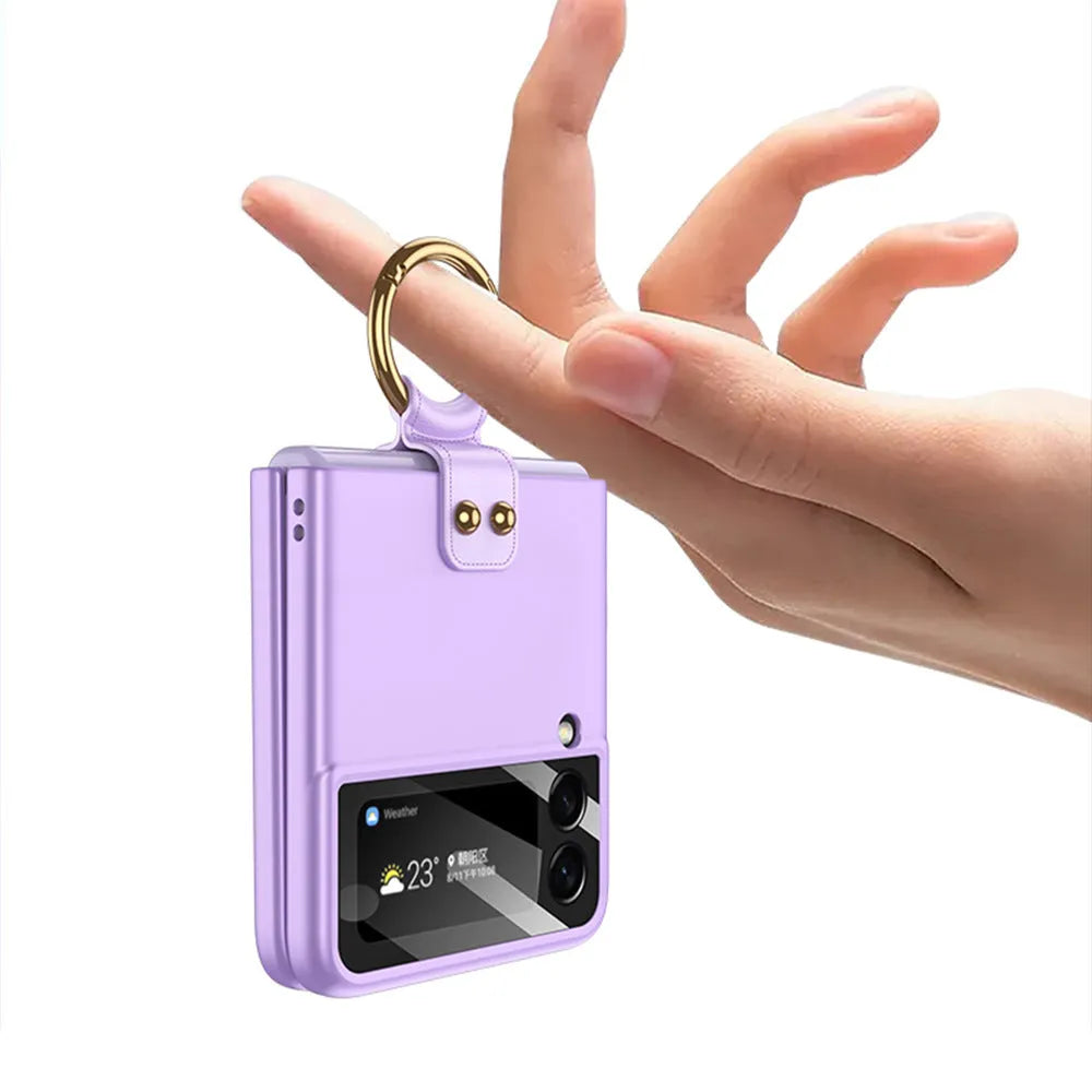 Samsung Galaxy Z Flip4 foldable case with built-in ring in Cool Black colour, PC material, injection molding