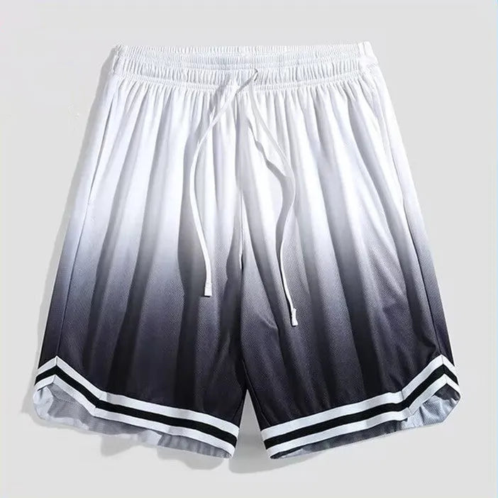 Men's loose cropped trousers in gradient pink, gradient grey, black and white colour options