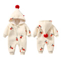 Khaki baby padded crawling suit with Christmas moose print in Korean style