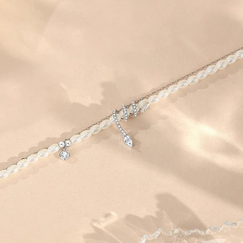 Pearl snake beaded bracelet with 925 silver construction and electroplated gold finish options