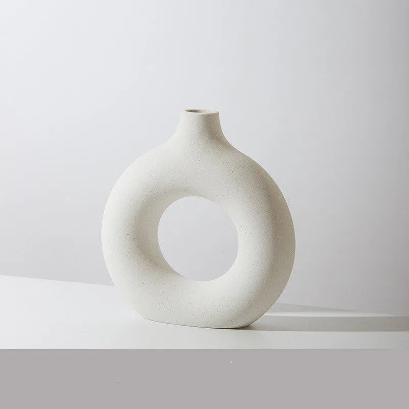 Porcelain biscuit vase with frosted texture for flower arranging in modern design