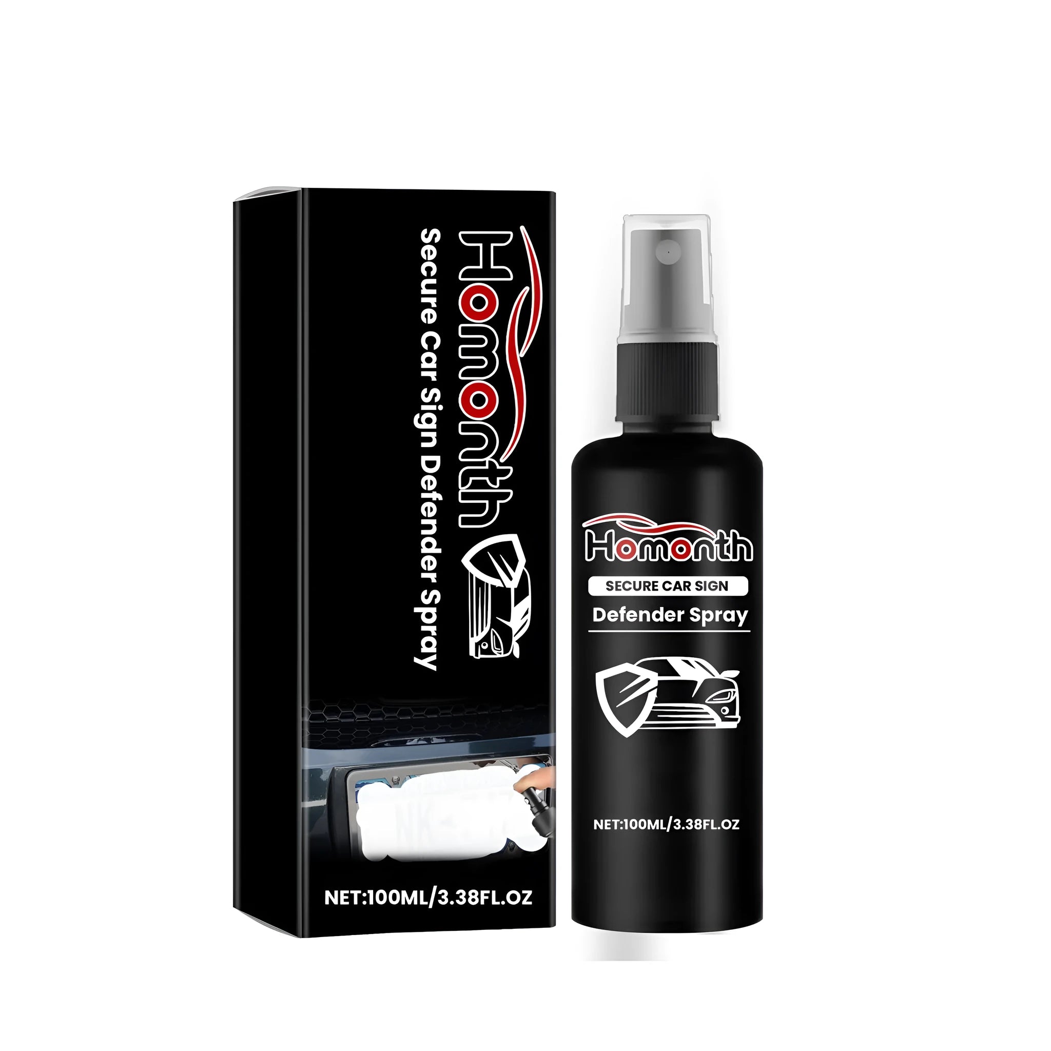 Secure Car Sign Defender Spray bottle measuring 14.6cm tall with 3.9cm diameter for protecting vehicle decals