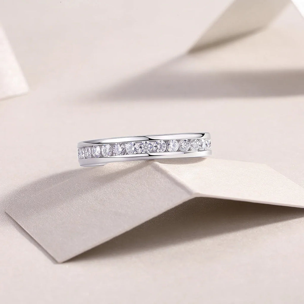 Moissanite star ring S925 silver platinum plated gift box GRA certificate sizes 5 to 9