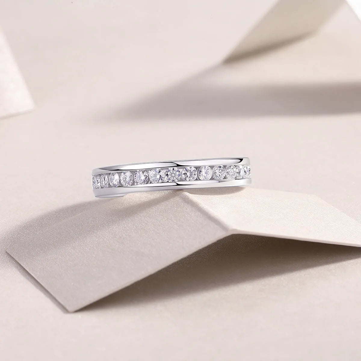Moissanite star ring S925 silver platinum plated gift box GRA certificate sizes 5 to 9