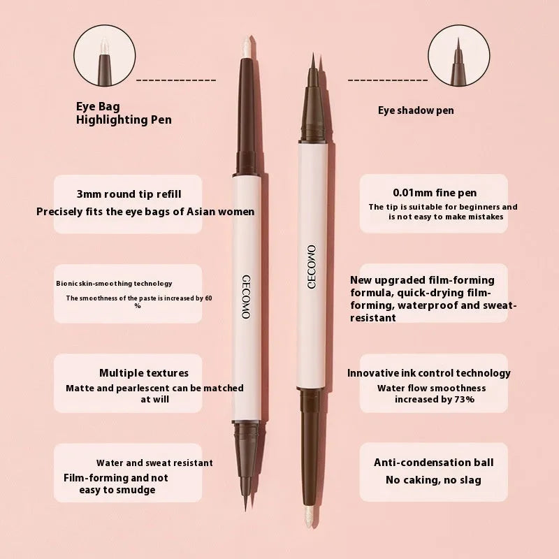 Stereoscopic star eyes double-headed liquid eyeliner pen with pearlescent finish