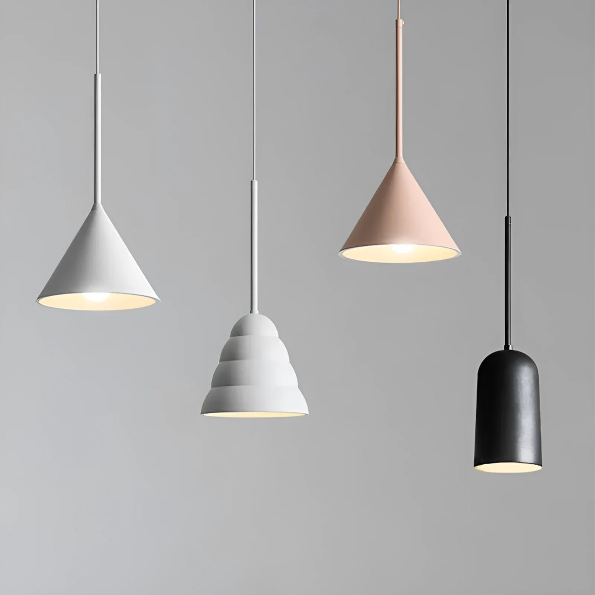 Retro creative hanging line chandelier in A Style Black, White or Pink for living room, dining room, hotel or homestay
