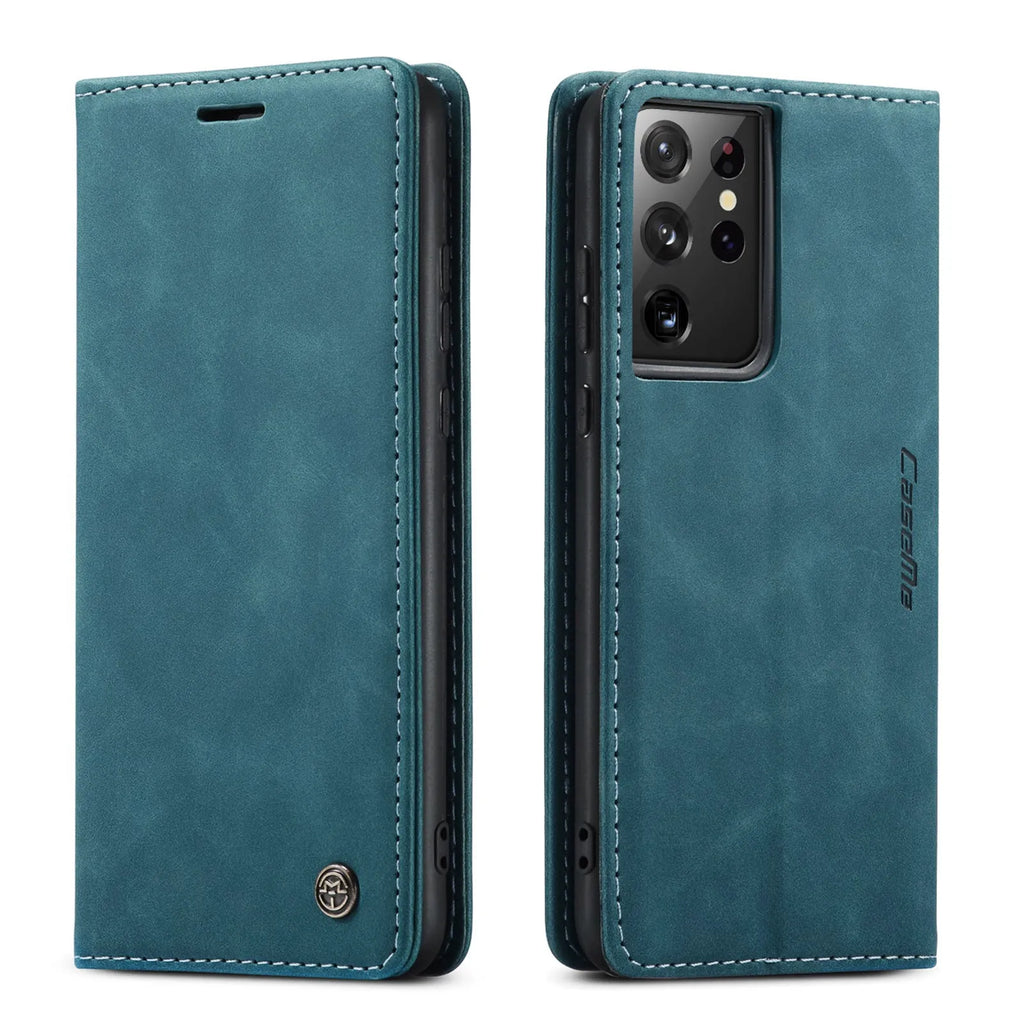 Flip card holder phone case for Samsung Galaxy with PU leather finish and card slots in Black colour option