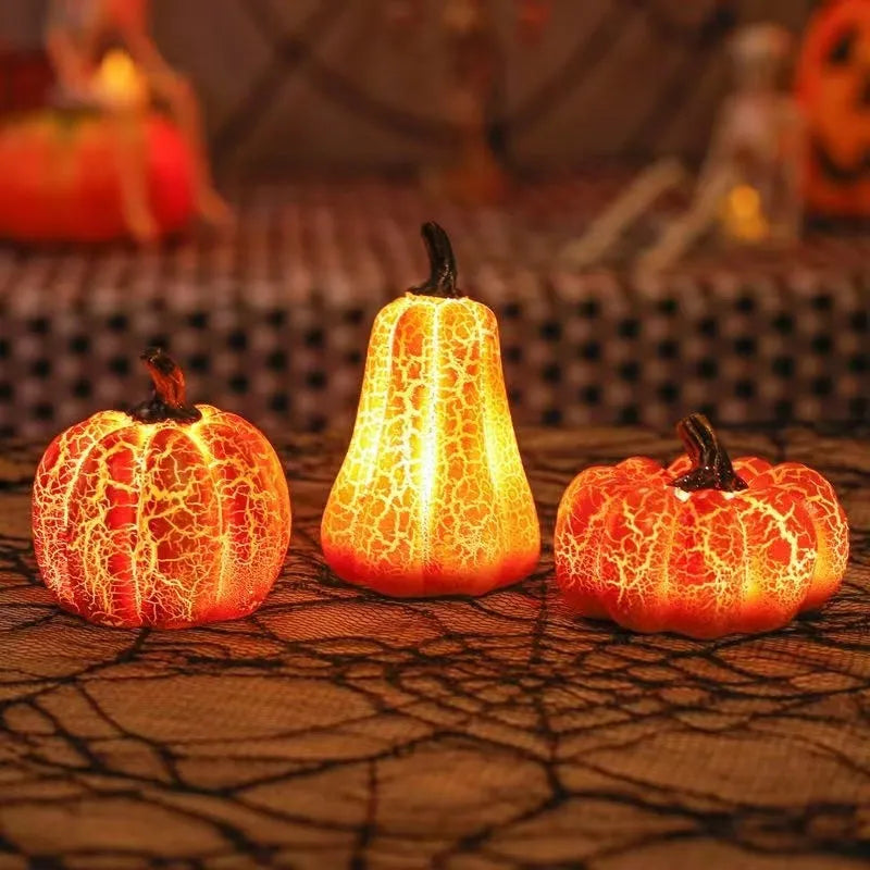 Resin Halloween pumpkin lantern with LED candle light in short, medium, and long size options