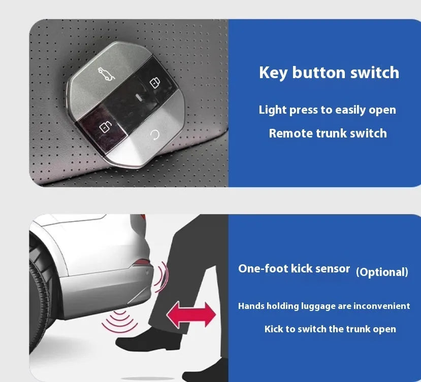 Electric tailgate modification kit with one-foot kick sensor and 4 kg trunk accessories
