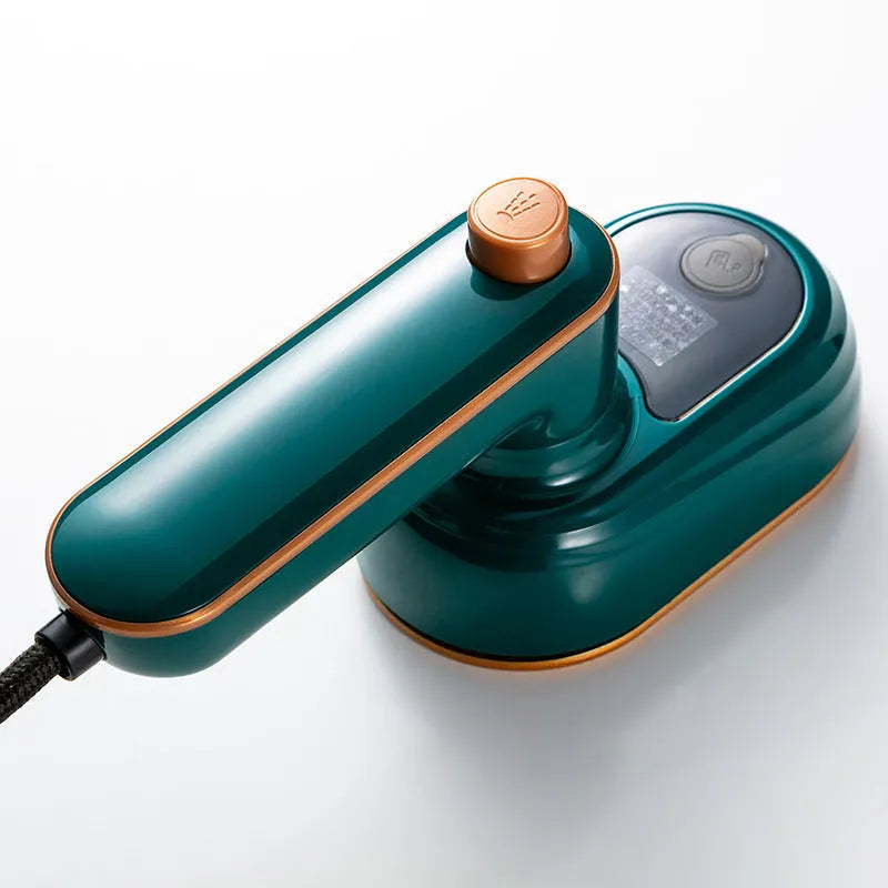 Mini water spray ironing machine folding travel portable electric iron in dark green and white