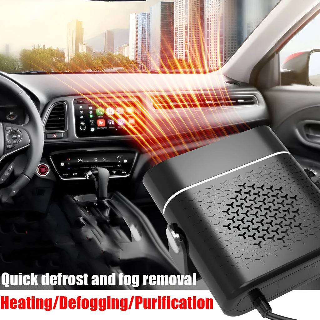 3 In 1 Car Heater Defogger Plug In Cigarette Lighter Mini Car Heater Defroster ABS Black 150W