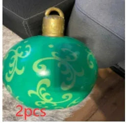Large 60cm diameter inflatable PVC Christmas decoration ball in bright colours for outdoor use.