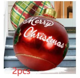 Large 60cm diameter inflatable PVC Christmas decoration ball in bright colours for outdoor use.