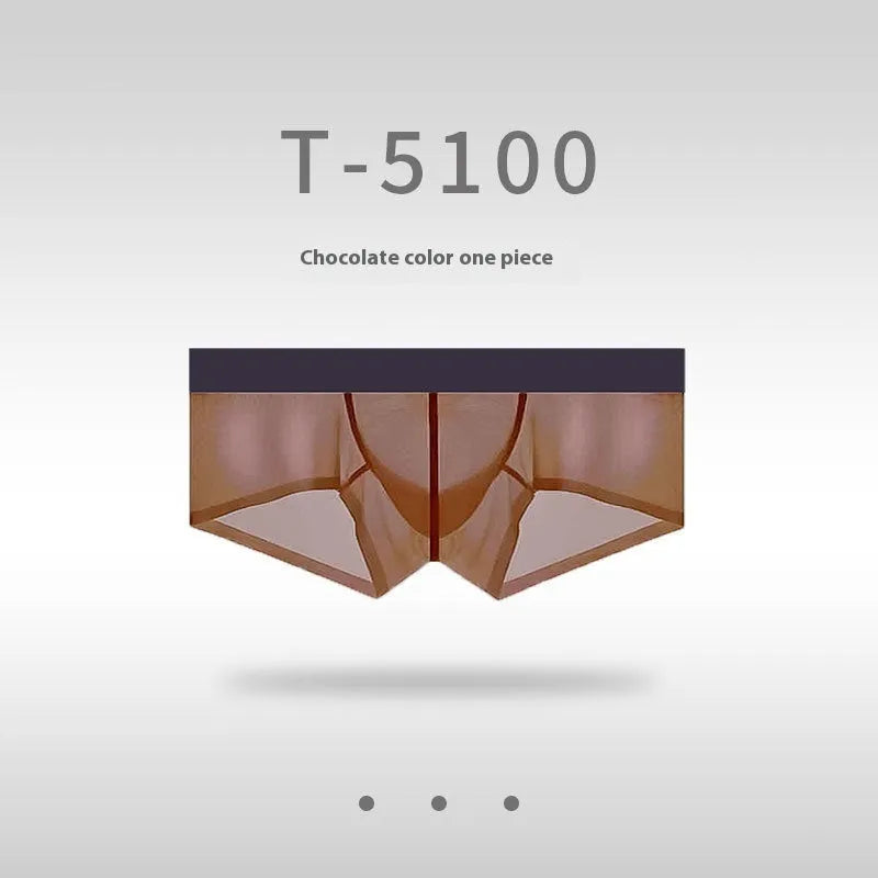 Men's seamless low-waist ice silk underwear in multiple colours on a white background.