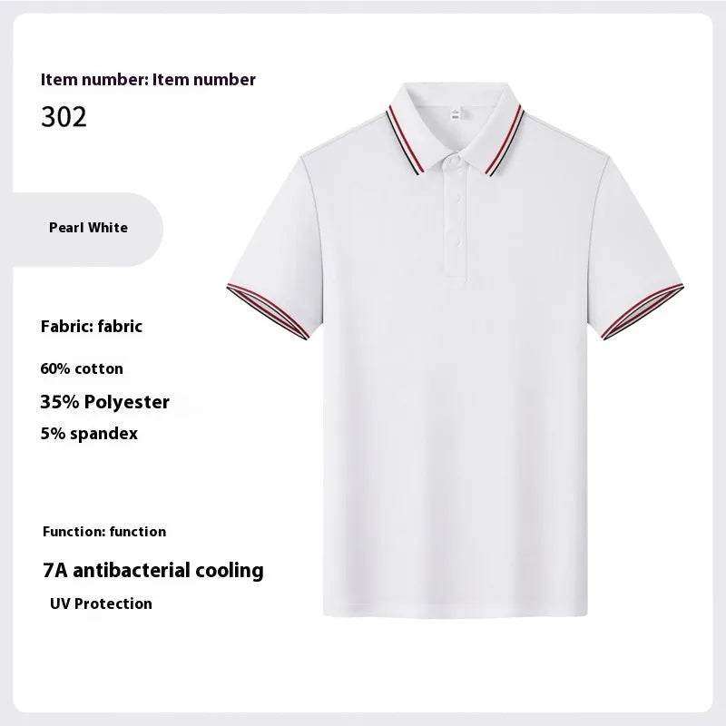 Men's solid colour lapel t-shirt with short sleeves in cotton fabric