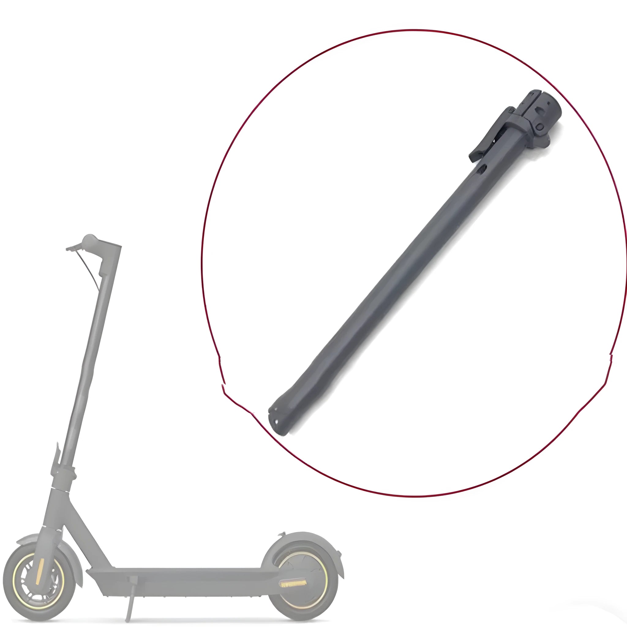 Black folding upright pole replacement part for a Nanbo No. 9 electric scooter.