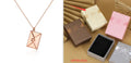 Envelope necklace with carved love letter pendant, cross chain, titanium steel and copper, gold steel or rose gold