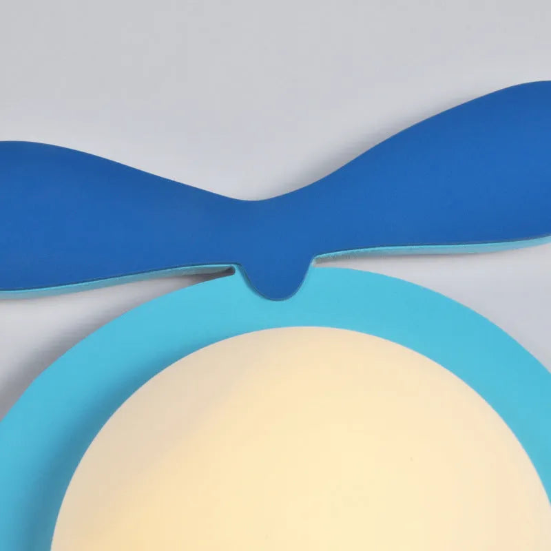 Cartoon children's wall lamp with glass lampshade, iron and wood body, 33x36x8cm LED bedside light