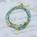 Xiaomi turquoise round beads bracelet with three-ring pull-out adjustable design
