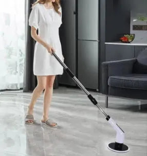 Multifunctional wireless electric cleaning brush 7-in-1 in black and white with USB cable and interchangeable heads
