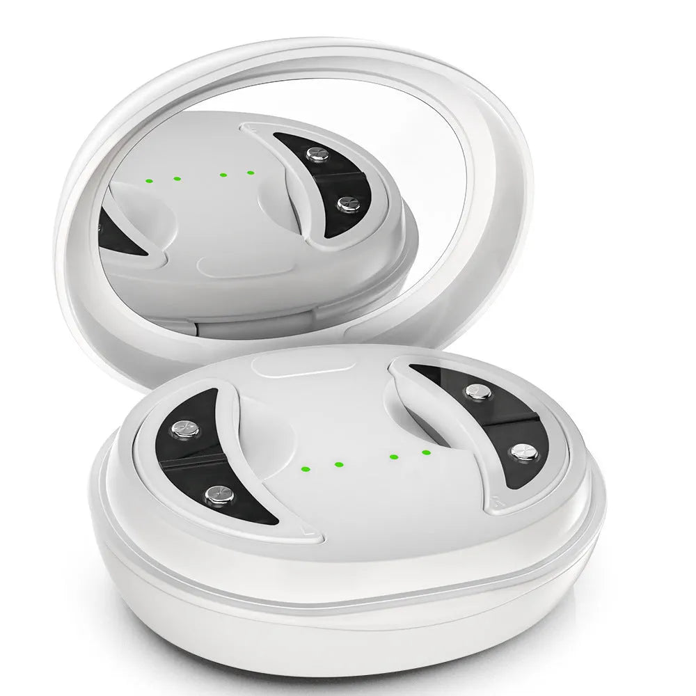 White wireless red light therapy eye and facial massager device with EMS function